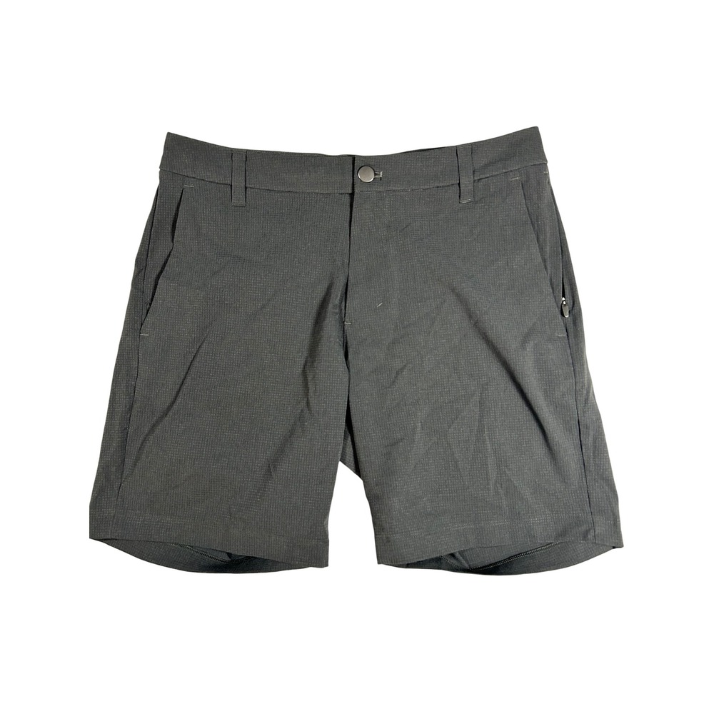 Lululemon Commission Golf Shorts Mens 30 Charcoal Grey Micro Grid LM7ARWS